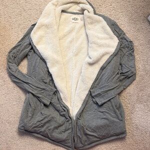 UGG Heather Gray and Cream Shawl Cardigan